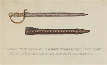 Cutlass and Leather Scabbard, 1935/1942.