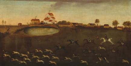 Hunting Scene with a Pond, 18th century.