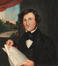 Man Named Hubbard Reading "Boston Atlas", 1843 or after.