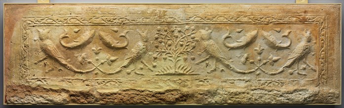 Panel with Harpies, Fish, and Trees, Iran, 11th-12th century.