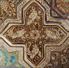 Cross-Shaped Tile, Iran, 13th century. From the walls of an Ilkhanid building.