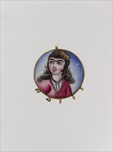 Portrait of a Girl in a Round Pendant, Iran, late 18th-early 19th century. Enamel of Qajar Iran
