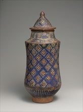 Covered Jar (Albarello), Iran, second half 13th-14th century. Rare glaze type referred to as lajvardina