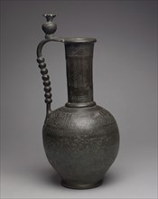 Ewer with Inscriptions and Hunting Scenes, Iran, 11th century. Arabic script reads 'With auspiciousness, blessing, prosperity and joy,"