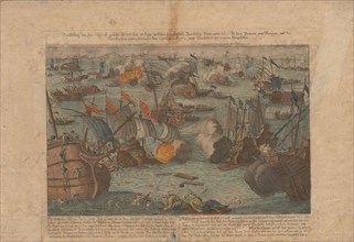 Naval battle between the Russian and Ottoman fleet in the Black Sea on June 28 and 29, 1788, 1788. Private Collection.