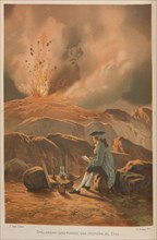 Lazzaro Spallanzani observing the eruption of Etna. From: La ciencia y sus hombres, 1879. Private Collection.