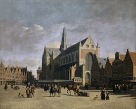 Grote Markt at Haarlem , 1680s. Found in the collection of Art Museum Basel.