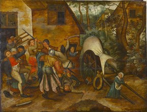 Brawling Peasants and Soldiers, End of 16th cen. Found in the collection of Szepmuveszeti Muzeum, Budapest.