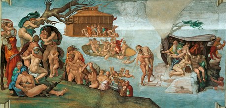 The Deluge (Sistine Chapel ceiling in the Vatican), 1508-1512. Found in the collection of The Sistine Chapel, Vatican.