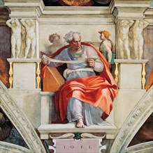 Prophets and Sibyls: Joel (Sistine Chapel ceiling in the Vatican), 1508-1512. Found in the collection of The Sistine Chapel, Vatican.