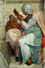 Prophets and Sibyls: Persian Sibyl (Sistine Chapel ceiling in the Vatican), 1508-1512. Found in the collection of The Sistine Chapel, Vatican.