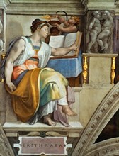 Prophets and Sibyls: Erythraean Sibyl (Sistine Chapel ceiling in the Vatican), 1508-1512. Found in the collection of The Sistine Chapel, Vatican.