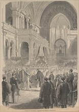 The funeral of Gioacchino Rossini. The consecration in the Church of the Holy Trinity, 1868. Private Collection.