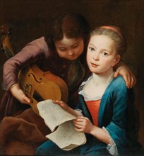 Couple of children playing music, 1746. Private Collection.