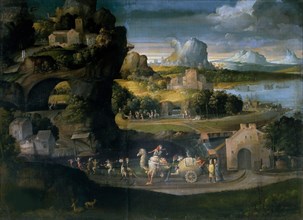 Landscape with Magicians, c. 1525. Found in the collection of Galleria Borghese, Rome.