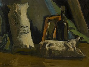 Still Life with a Bottle and Two Bags, 1884. Private Collection.