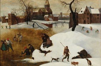 Winter landscape with skaters. Private Collection.