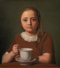 Little Girl, Elise Købke, with a Cup in front of her, 1850. Found in the collection of Statens Museum for Kunst, Copenhagen.