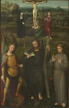 The Crucifixion with Saints Michael the Archangel, Andrew, and Francis of Assisi , c. 1510. Found in the collection of Szepmuveszeti Muzeum, Budapest.