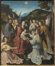 Holy Family with Angels and Saints Catherine and Barbara (Triptych, central panel), First quarter of 16th cen. Private Collection.