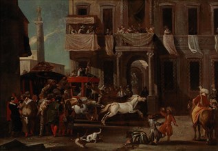 The Race of the Berber Horses in Rome . Private Collection.