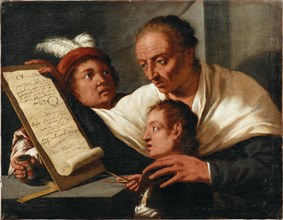 A teacher with two schoolboys, after 1650. Private Collection.