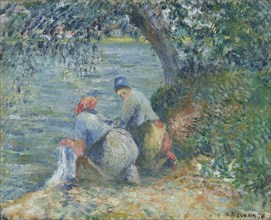 Washerwomen at the water's edge, Pontoise, 1878. Private Collection.