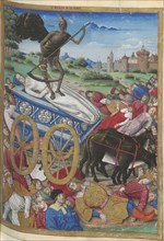 The triumph of Death: the death of Laura. Miniature from Pétrarque, Les Triomphes, 1500-1505. Found in the collection of Bibliothèque Nationale de France.