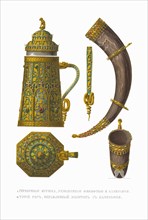 Pitcher and drinking horn. From the Antiquities of the Russian State, 1849-1853. Private Collection.