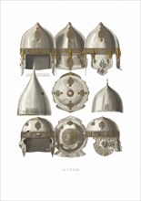 Helmets. From the Antiquities of the Russian State, 1849-1853. Private Collection.
