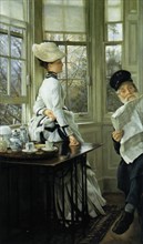 Reading the News , 1874. Private Collection.