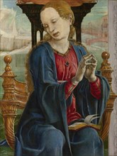 The Virgin Annunciate, ca 1475. Found in the collection of National Gallery, London.