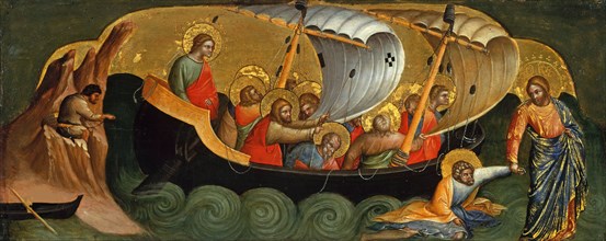 Christ Rescuing Peter from Drowning (Predella Panel), ca 1370. Found in the collection of Staatliche Museen, Berlin.