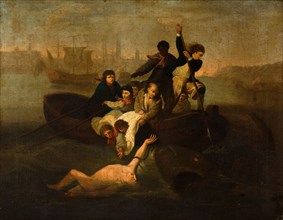 Brook Watson and the Shark, 1800-1900. After John Singleton Copley. A copy of an original painting by John Singleton Copley which is located at the National Gallery, Washington DC, USA.