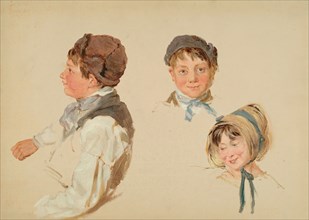 Heads of Children, Boy and Girl, Three Studies, 1850.