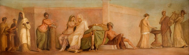 A Copy Of The Aldobrandini Marriage, 1838. A copy of an Ancient Roman fresco on display in the Vatican.