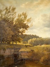 Wooded Landscape with Boy Fishing in a Lock, 1931.