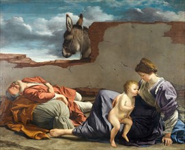 Rest on the Flight into Egypt, 1615-1621. Joseph is old, haggard and exhausted. The Virgin is a young, well-built woman with grubby feet sitting uncomfortably on the floor of a ruined building as she ...