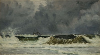 Rough Weather - The Coast Of Jutland, 1884. Sir Whitworth Wallis was the first Director of Birmingham Museum and Art Gallery from 1885.