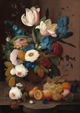 Still Life, Flowers, and Fruit, 1848.