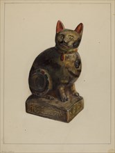 Pa. German Chalkware Cat, c. 1937. Creator: Mina Lowry.