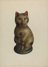 Pa. German Seated Chalkware Cat, 1935/1942. Creator: Mina Lowry.