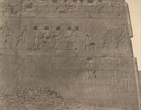 Edfu-Sculptures and Inscriptions on Oriental Face, 1854.