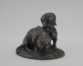 Two Seated Basset Hounds, model 1853.
