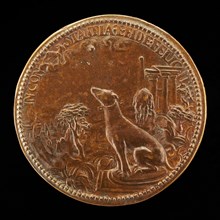 Hound Looking at a Constellation of the Goat [reverse], c. 1554.