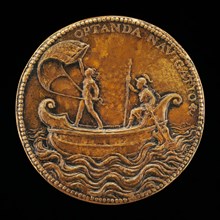 Fortune Holding a Sail, and Helmeted Woman [reverse], 1556.