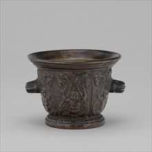 Mortar with Foliate Grotesques, Goats' Heads, and Ribbed Handles, mid 16th century.