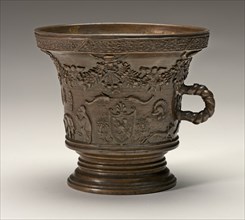 Mortar with Animals, Festoons, Shields of Arms, and Rope-shaped Handle, early 16th century.