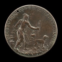 Blind Man with a Staff and Water-flask, Led by a Dog [reverse], c. 1561.