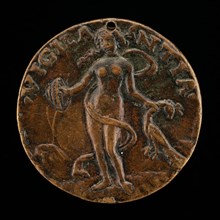 Figure Holding a Shield and Peacock [reverse], c. 1495.